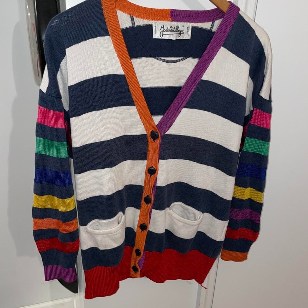 Vintage Jean-Charles de Castelbajac Multicolor Striped Cardigan